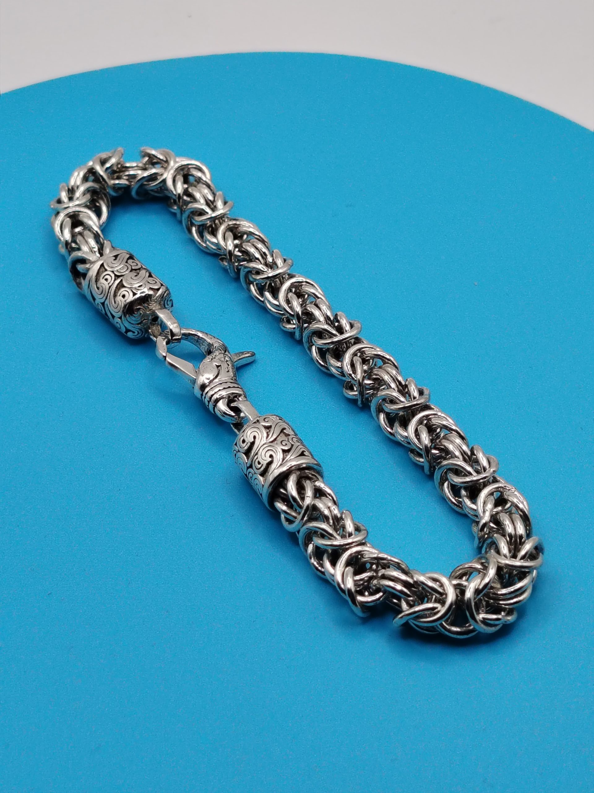 Byzantine Bracelet – 7x7 mm 925 Sterling Silver