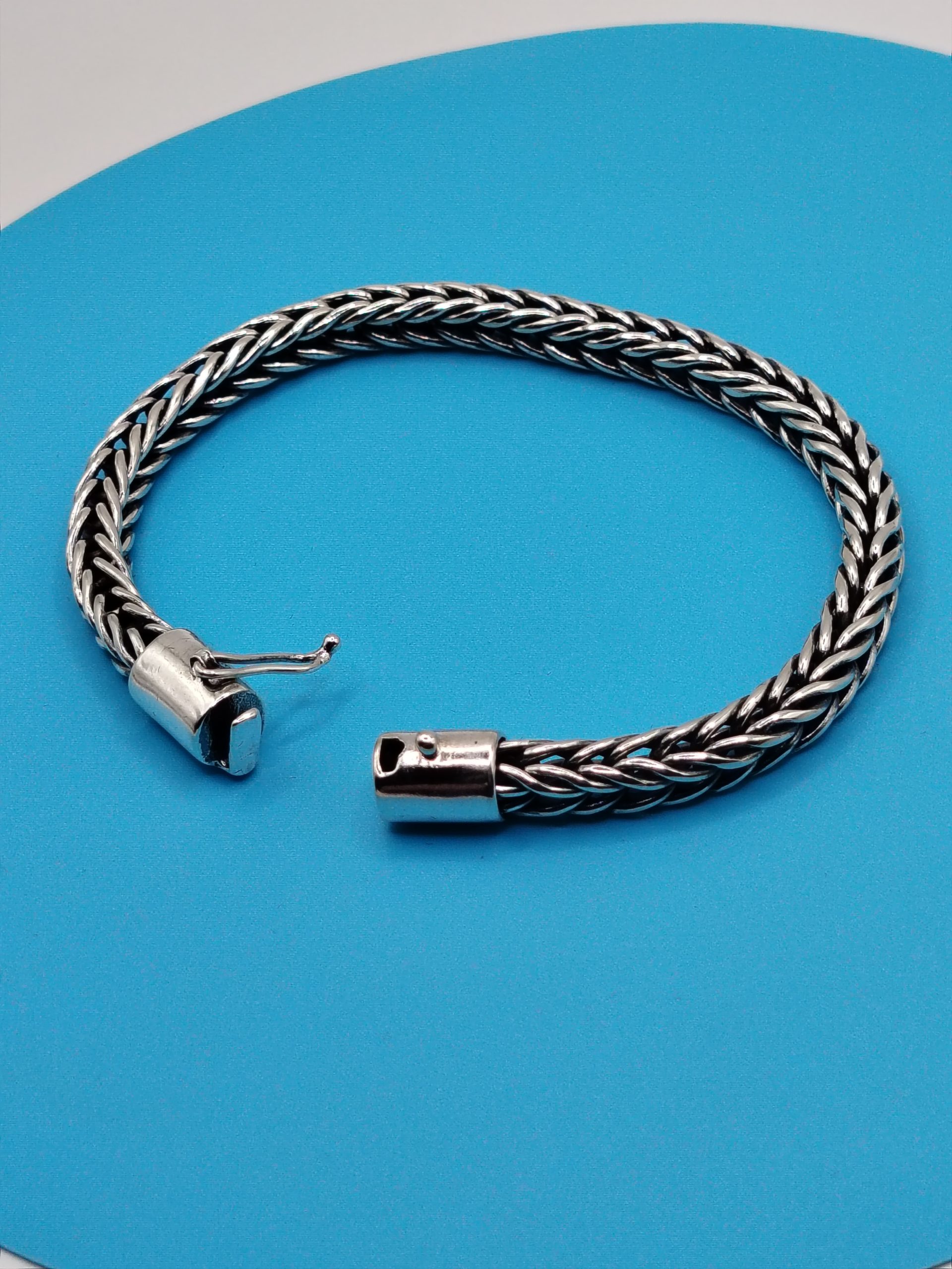 Bali Woven Bracelet  6x6 mm Lock Clasp Sterling Silver