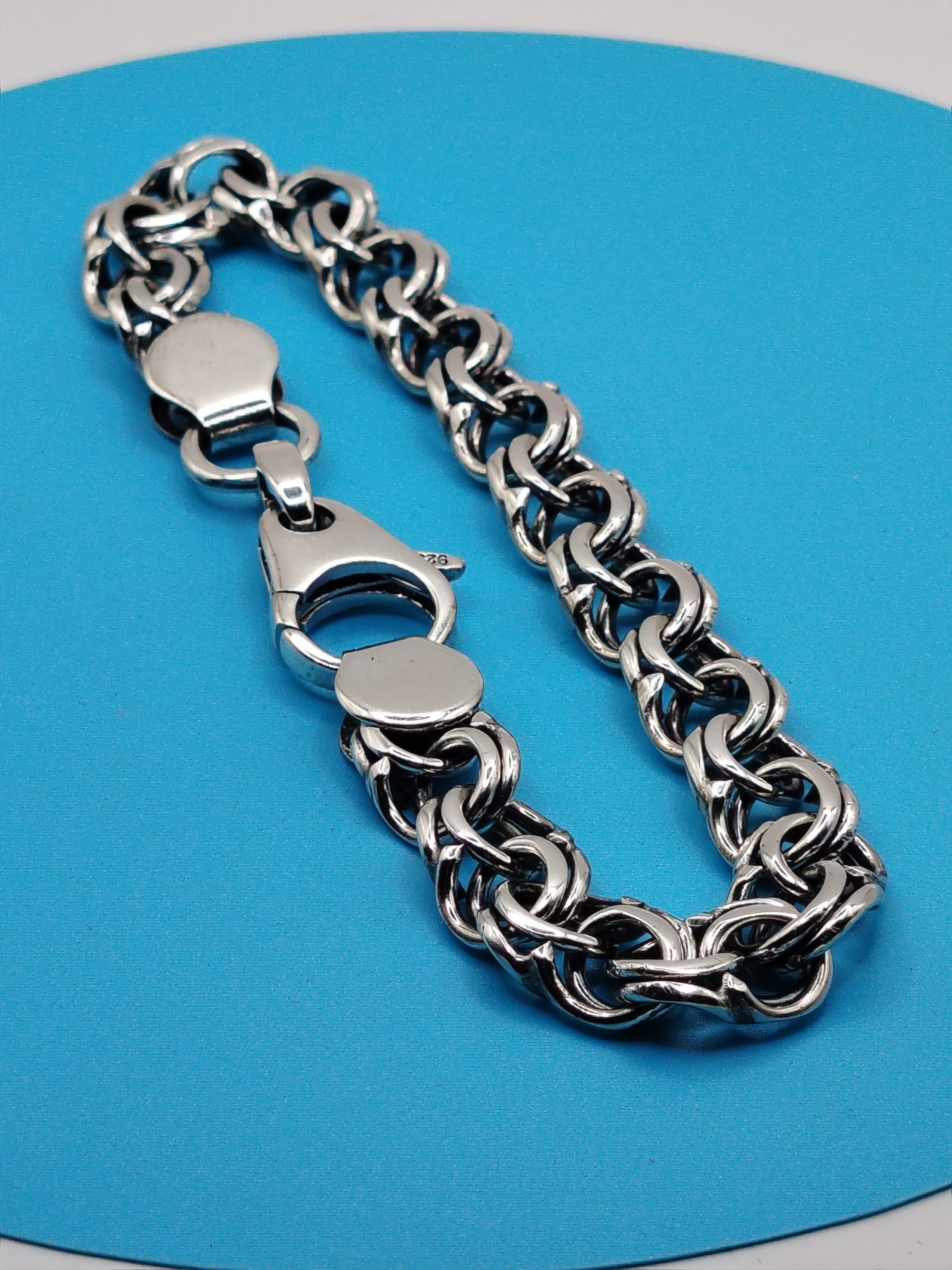 Solid Sterling Silver Handmade Bracelet 10 mm