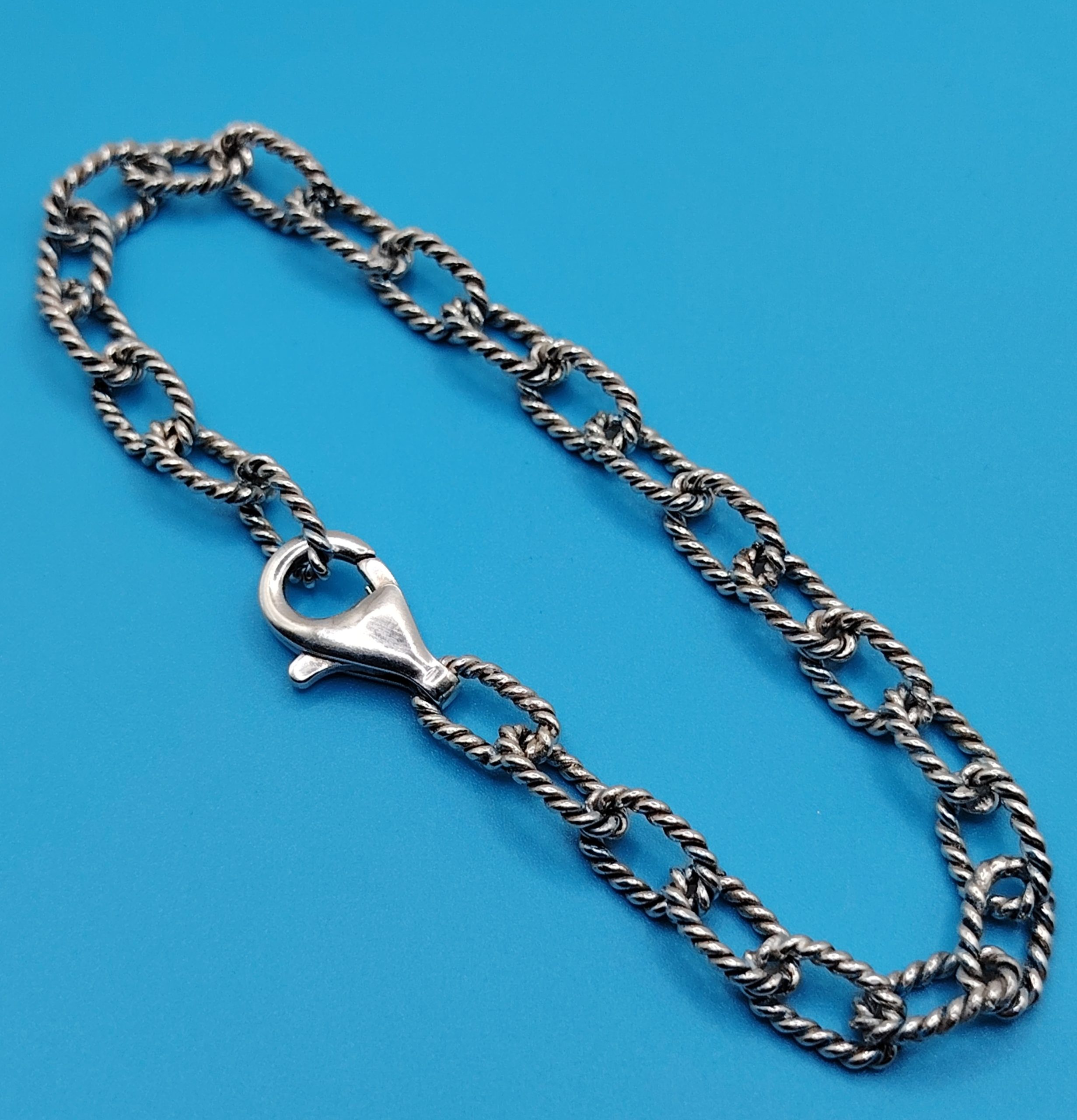 925 Sterling Silver Bracelet Twisted Wire Oval 6 mm