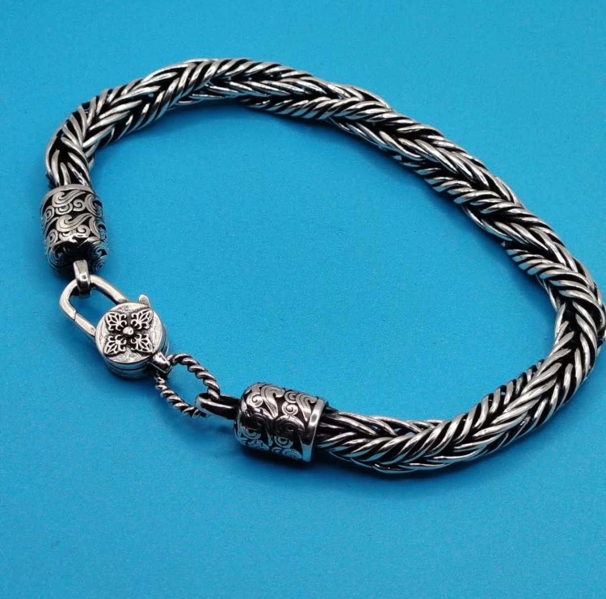 Unique Twisted Woven 925 Sterling Silver Bracelet 7x7 mm