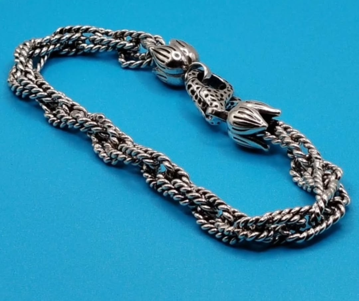 Unique Twisted Links 925 Sterling Silver Bracelet 5x5 mm