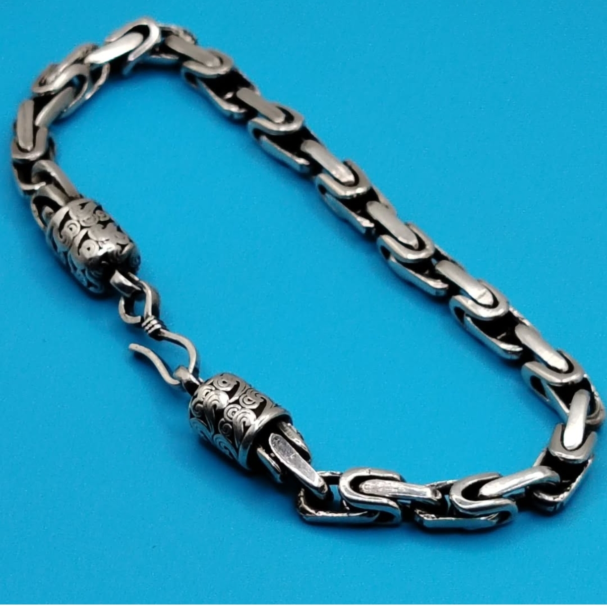 Russian Link Bracelet 7x7 mm 925 Sterling Silver