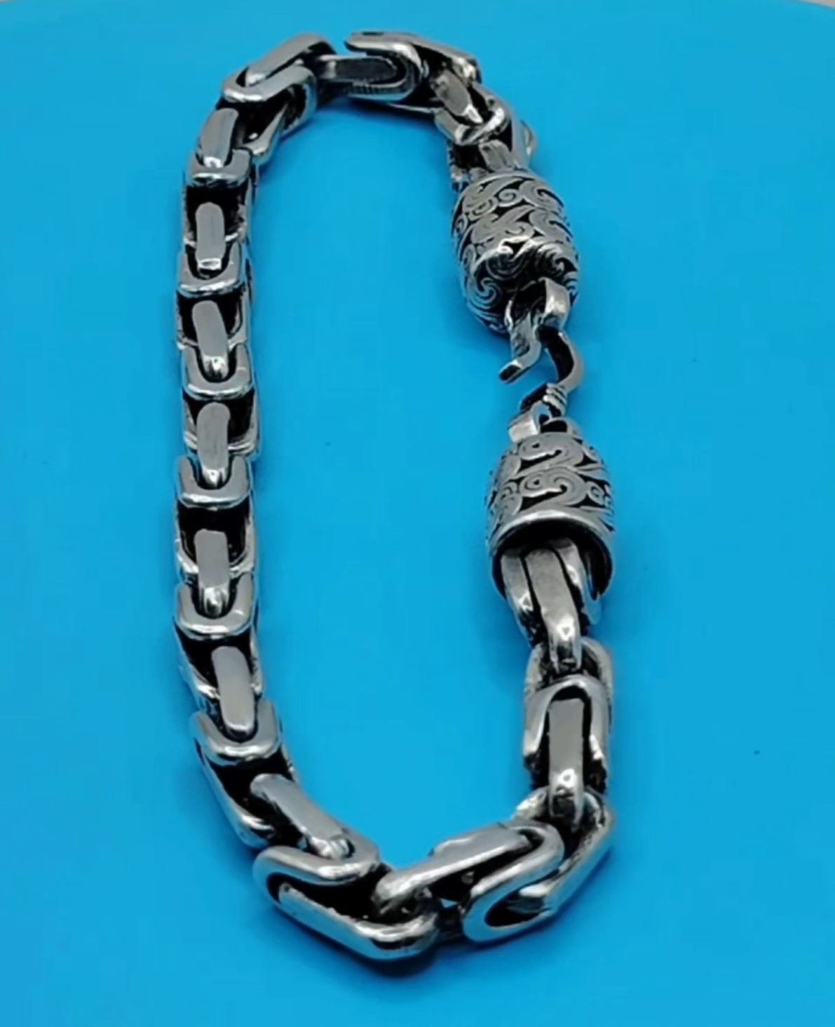 Russian Link Bracelet 7x7 mm 925 Sterling Silver